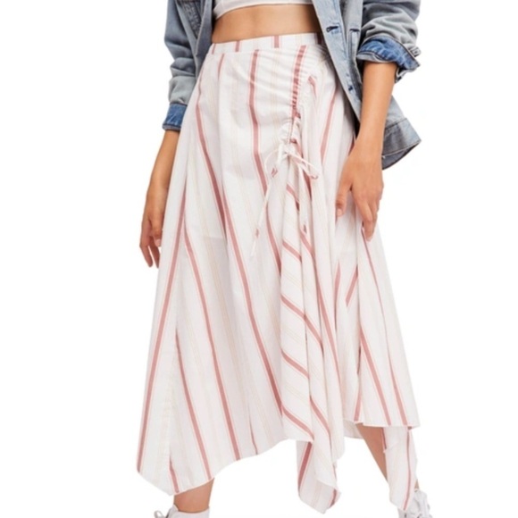 Free People Hooked On Your Love Midi Skirt In Ivory - Picture 1 of 6